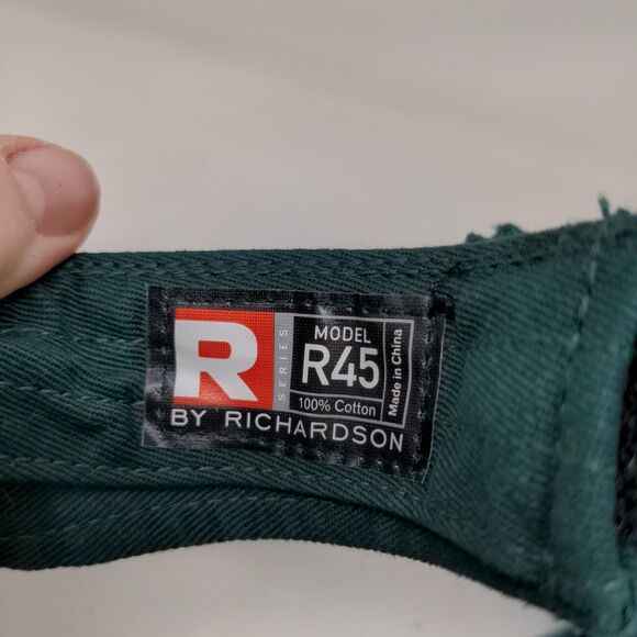 Richardson Men's Strapback Sun Visor Hat Green Model R45 Embroidered A Logo - Picture 7 of 7